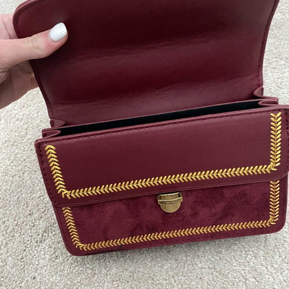 Red Vegan Leather Handbag Crossbody - Picture 3 of 5